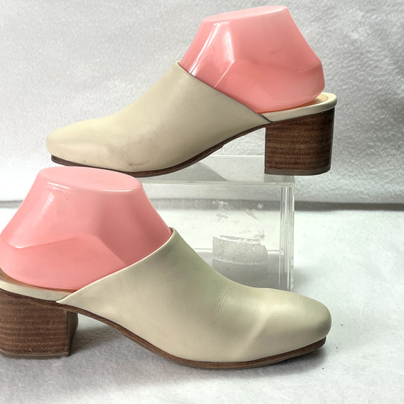 Nisolo Shoes Womens 8.5 Leather All-Day Heeled Mule in Bone - Picture 5 of 10